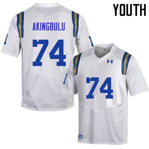 Youth #74 Alex Akingbulu UCLA Bruins Under Armour College Football Jerseys Sale-White